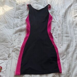 Beach Riot Black Dress with Hot Pink Side Panels